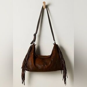 NEW Christiansen Orizzonte Distressed Leather Bag Fringe Camello